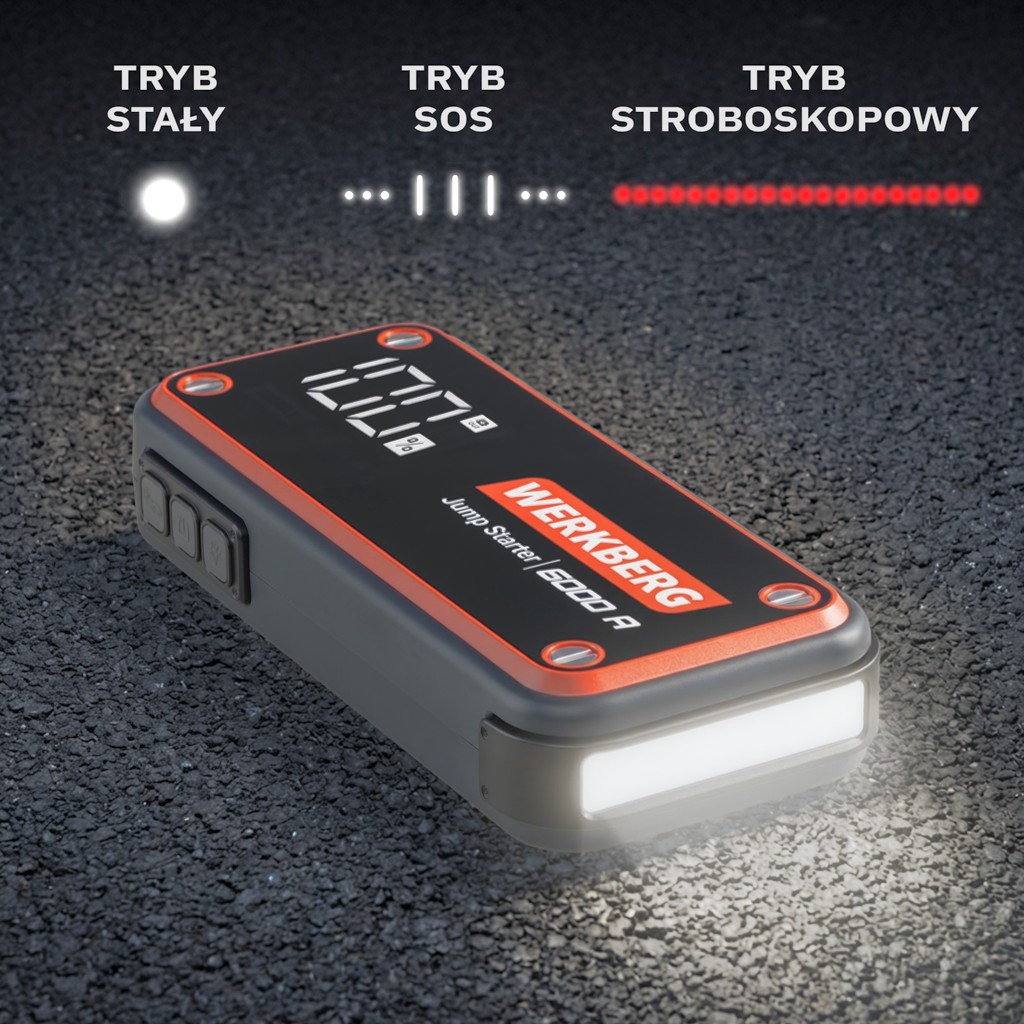 Urządzenie rozruchowe Powerbank Booster WERKBERG AL009 3000A6000A 36000mAh lifestyle
