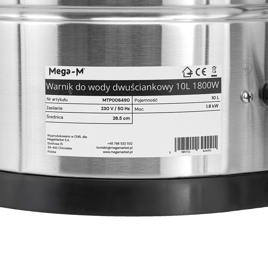 Warnik do wody dwuściankowy Mega-M 10L 1800W