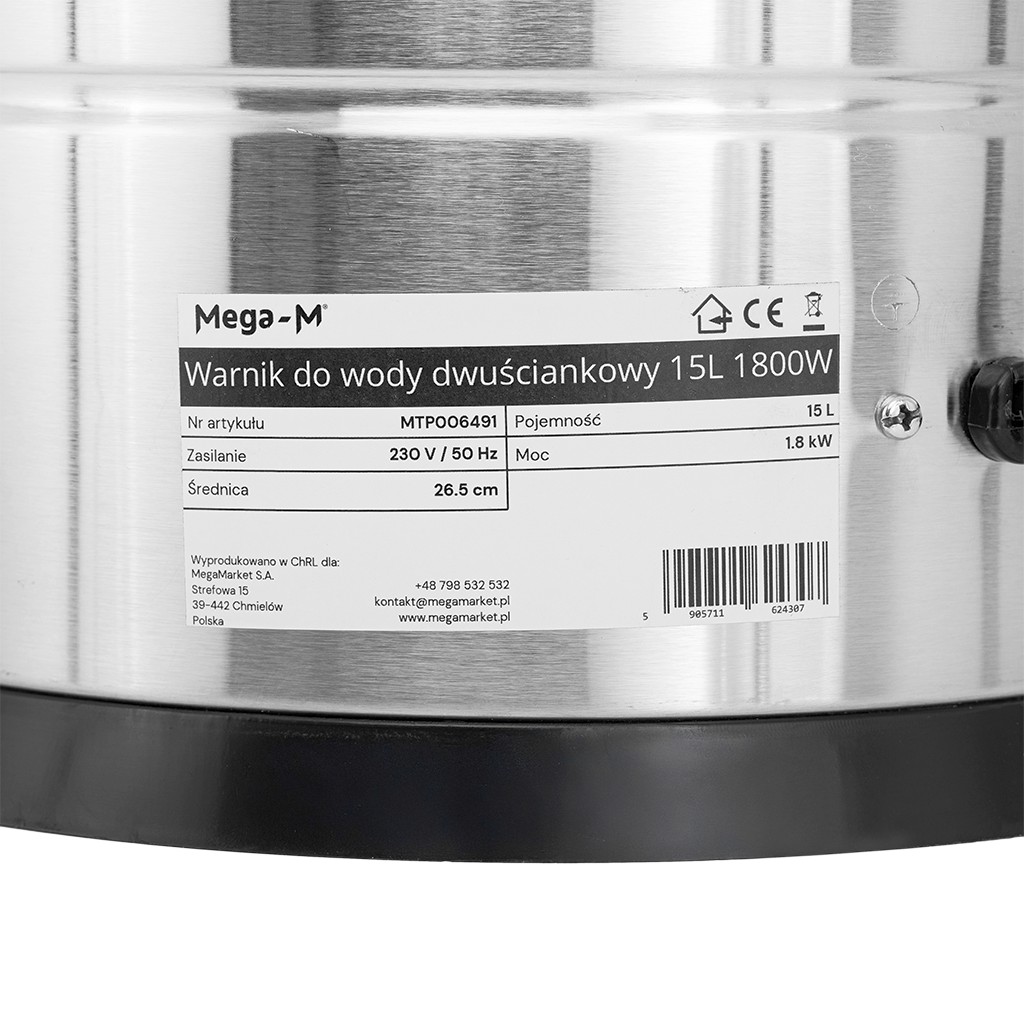 Warnik do wody dwuściankowy Mega-M 15L 1800W