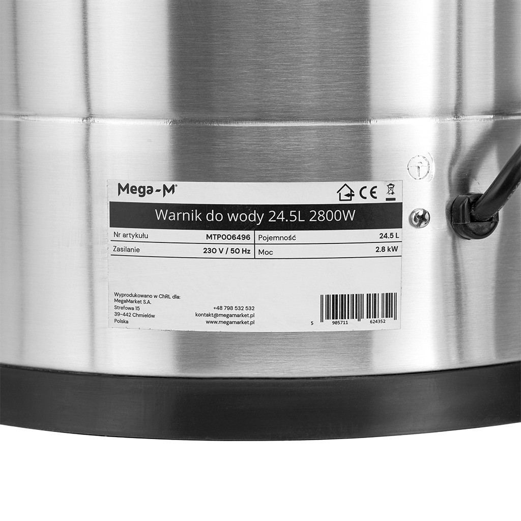 Warnik do wody ze stali nierdzewnej Mega-M 24.5L 2800W