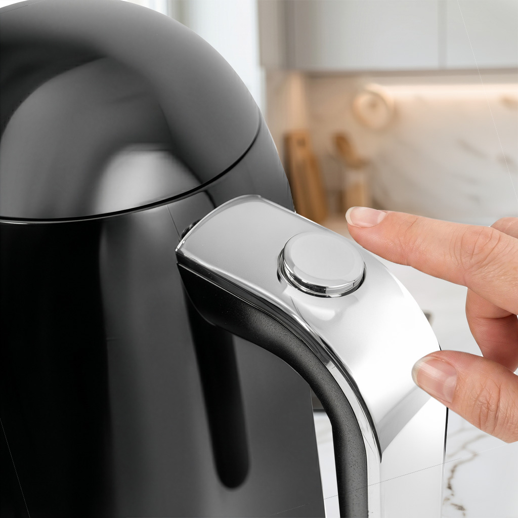 czajnik elektryczny czarny 1,7l z pokrywką na przycisk