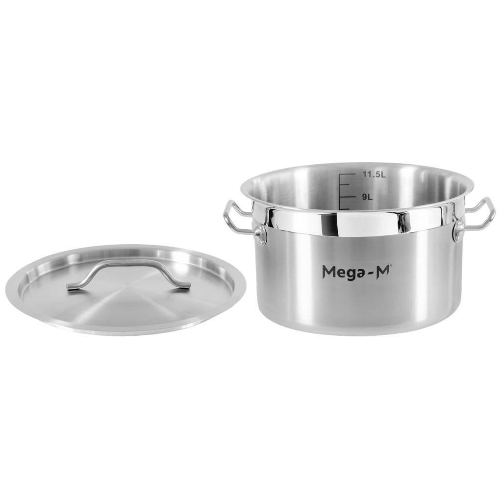 Garnek ze stali nierdzewnej AISI 443 niski z pokrywką 12L