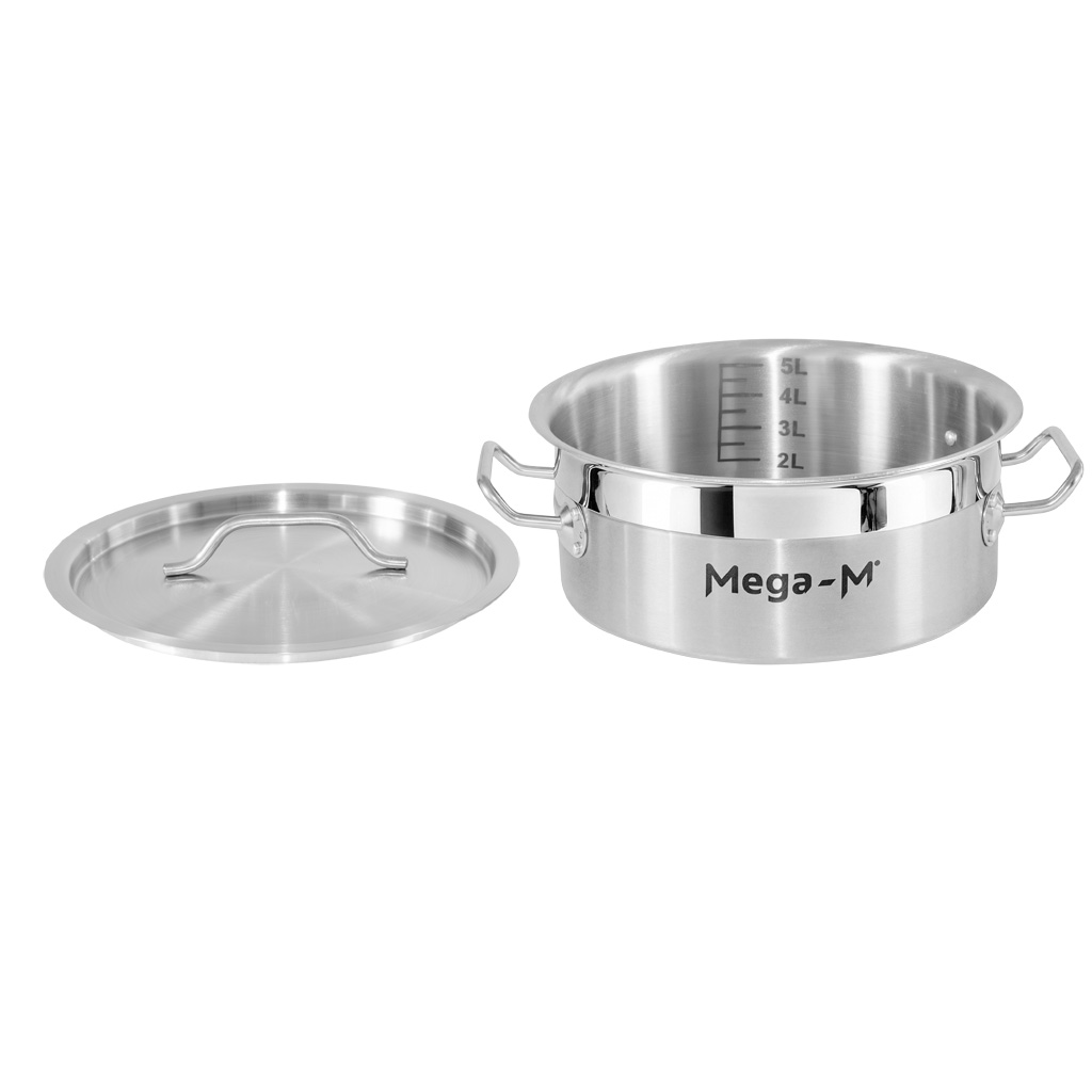 garnek ze stali nierdzewnej niski z pokrywką 5L