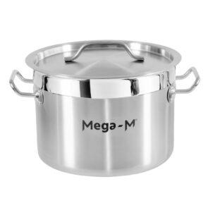 Zdjęcie produktu: Garnek ze stali nierdzewnej AISI 443 niski z pokrywką Mega-M PRO 8L 28x13 cm