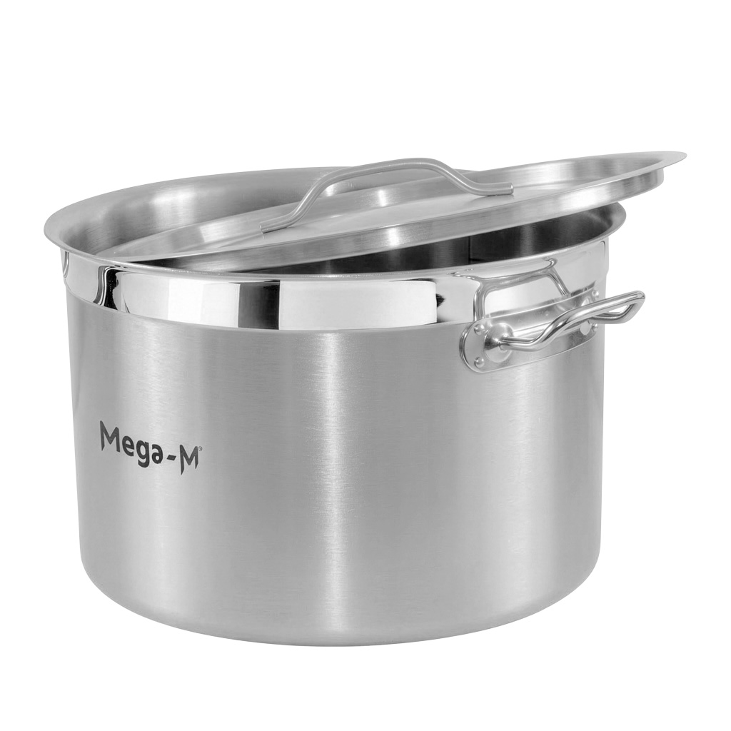 Garnek ze stali nierdzewnej AISI 443 średni z pokrywką Mega-M PRO 24L