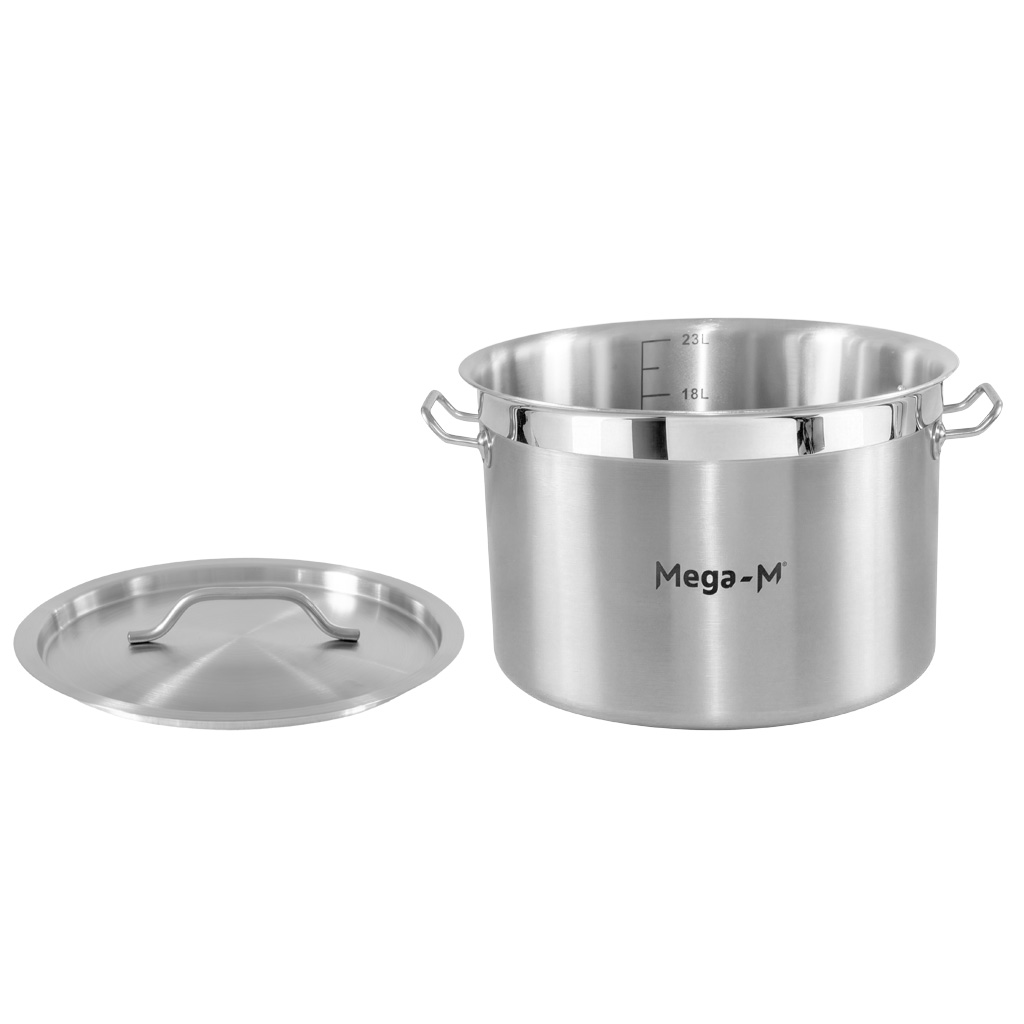 Garnek ze stali nierdzewnej AISI 443 średni z pokrywką Mega-M PRO 24L