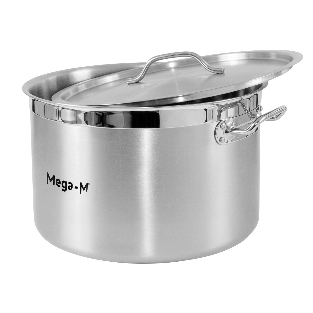 Garnek ze stali nierdzewnej AISI 443 średni z pokrywką Mega-M PRO 32L