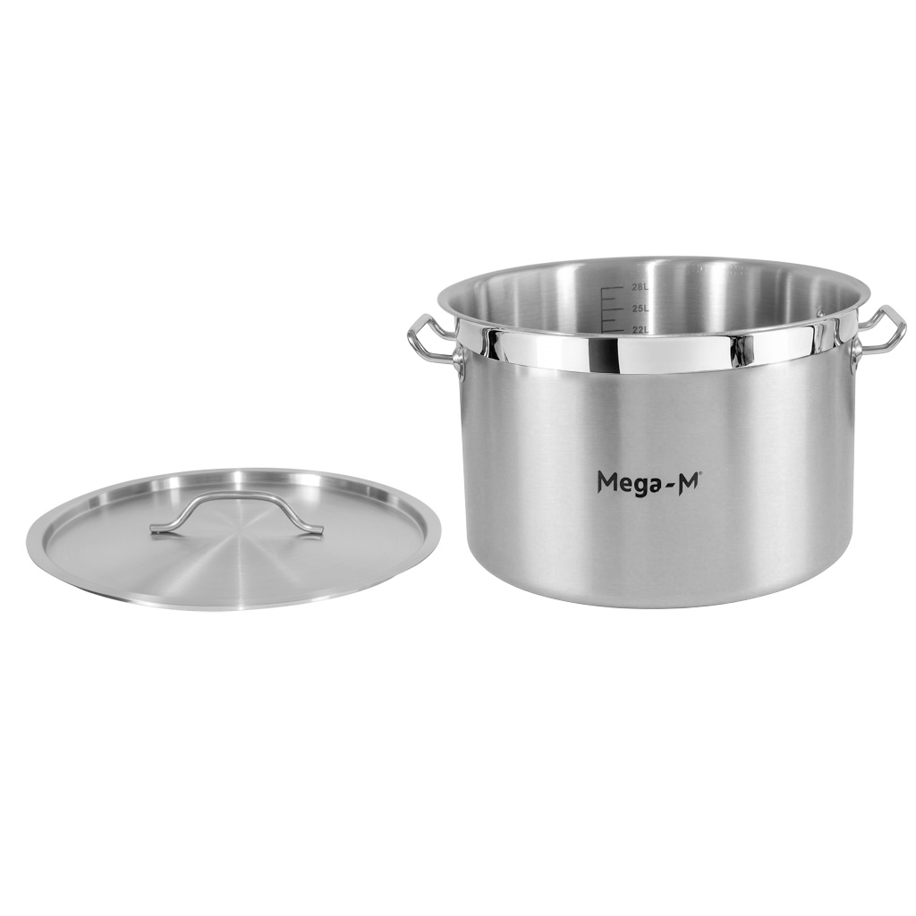 Garnek ze stali nierdzewnej AISI 443 średni z pokrywką Mega-M PRO 32L