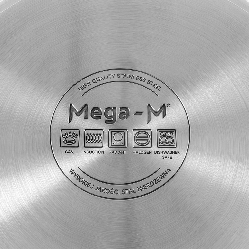 Garnek ze stali nierdzewnej AISI 443 średni z pokrywką Mega-M PRO 32L 40x26 cm