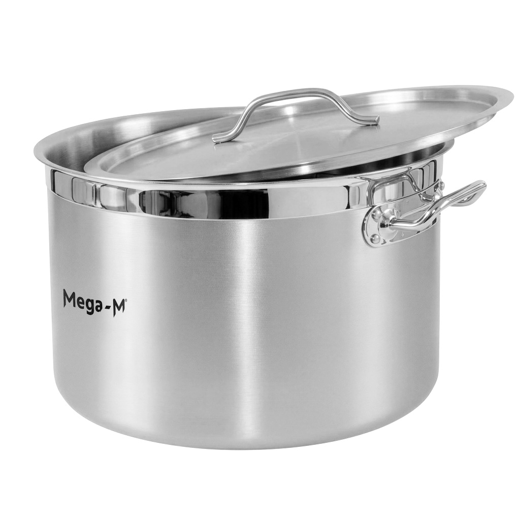 Garnek ze stali nierdzewnej AISI 443 średni z pokrywką Mega-M PRO 44L