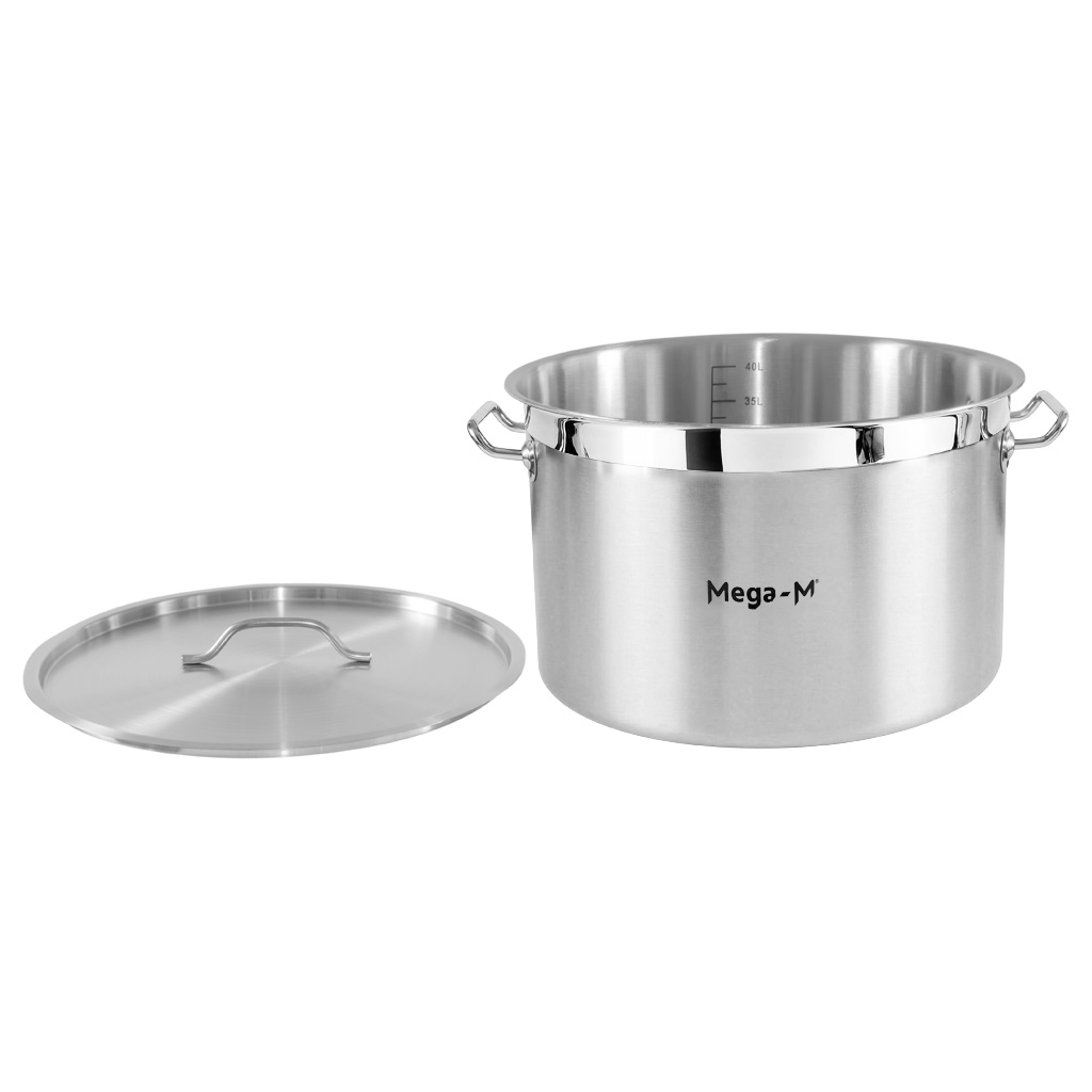 Garnek ze stali nierdzewnej AISI 443 średni z pokrywką Mega-M PRO 44L