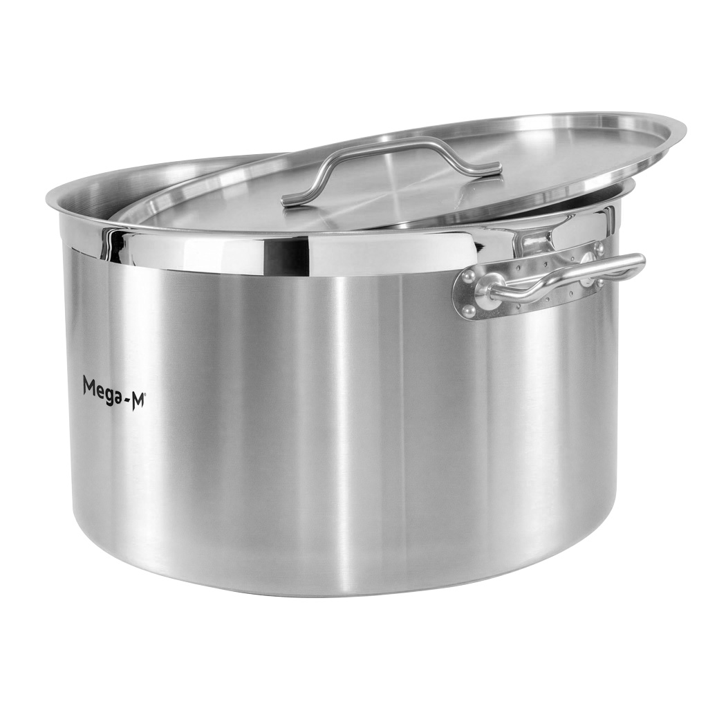 Garnek ze stali nierdzewnej AISI 443 średni z pokrywką Mega-M PRO 58L