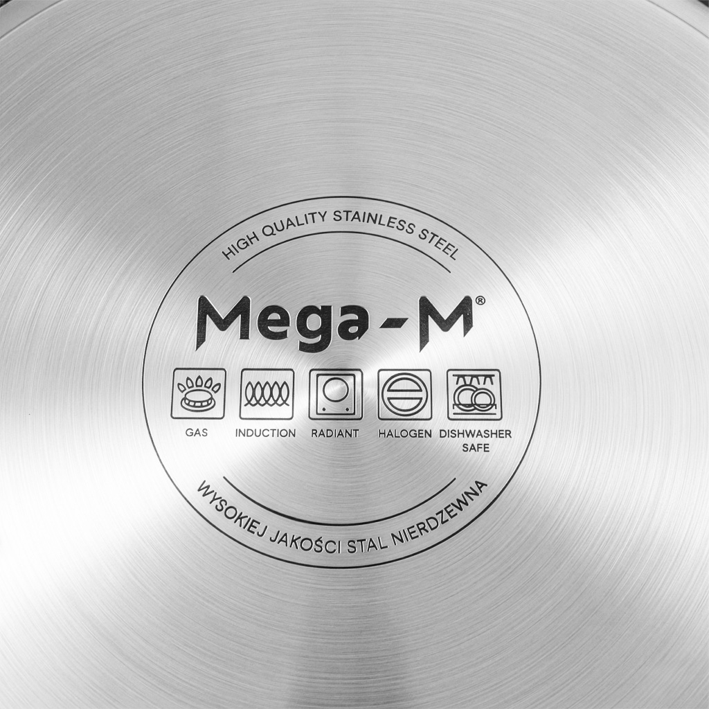 Garnek ze stali nierdzewnej niski z pokrywką Mega-M STANDARD 23L 35x22 cm