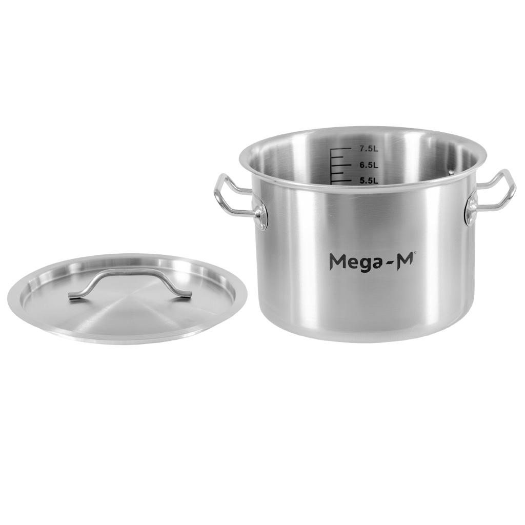 Garnek ze stali nierdzewnej niski z pokrywką 8L