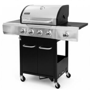 Zdjęcie produktu: Grill gazowy ogrodowy BERGMANN KJ001 4+1 ze stolikiem bocznym i pokrywą ze stali nierdzewnej + pokrowiec