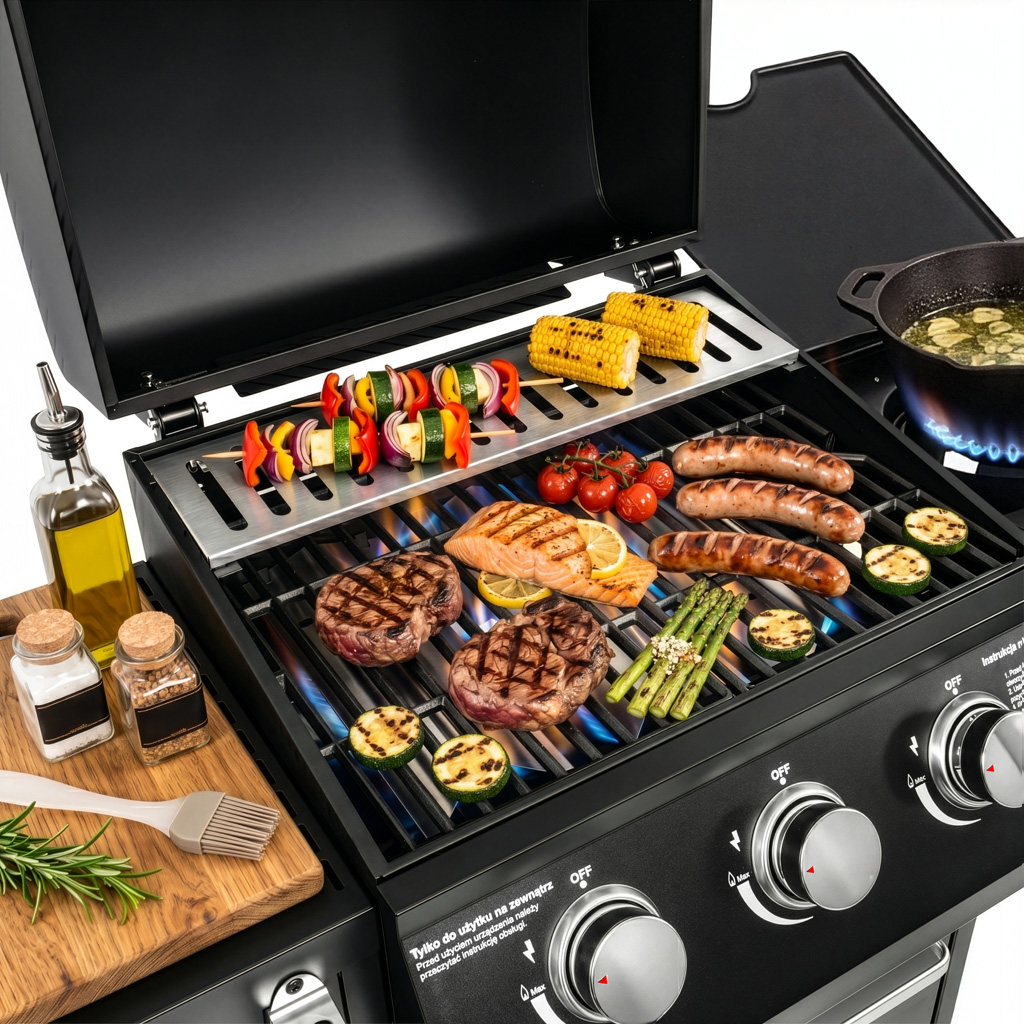 Grill ogrodowy gazowy, grill gazowy 3+1,