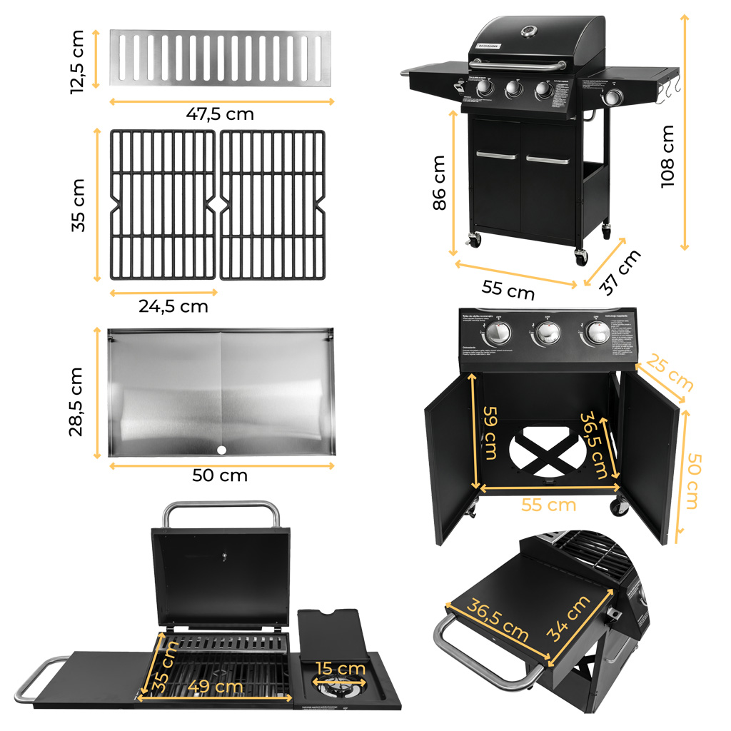 Grill ogrodowy gazowy, grill gazowy 3+1,