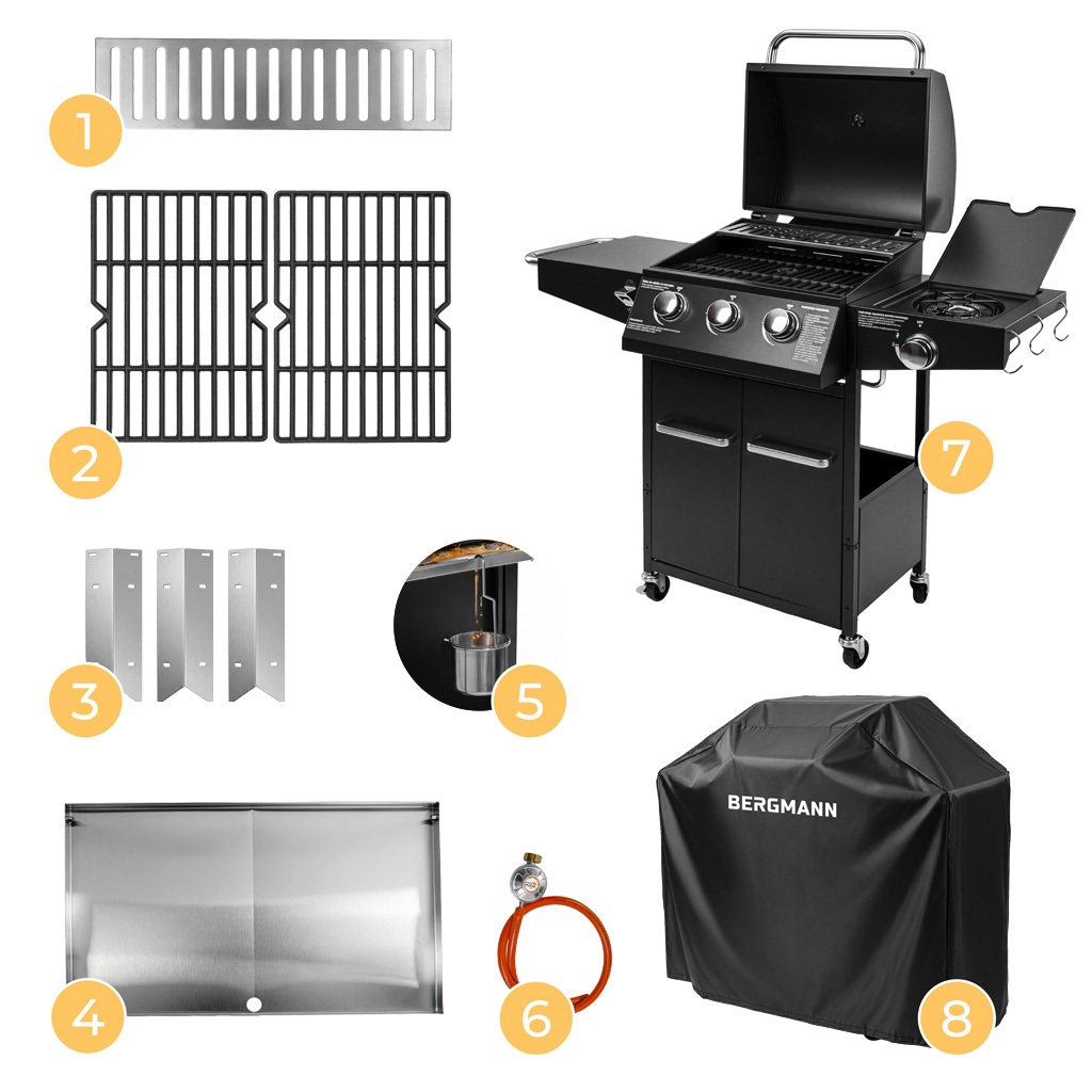 Grill ogrodowy gazowy, grill gazowy 3+1,