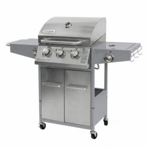 Zdjęcie produktu: Grill gazowy ogrodowy BERGMANN NL002 3+1 ze stolikiem bocznym i konstrukcją ze stali nierdzewnej + pokrowiec