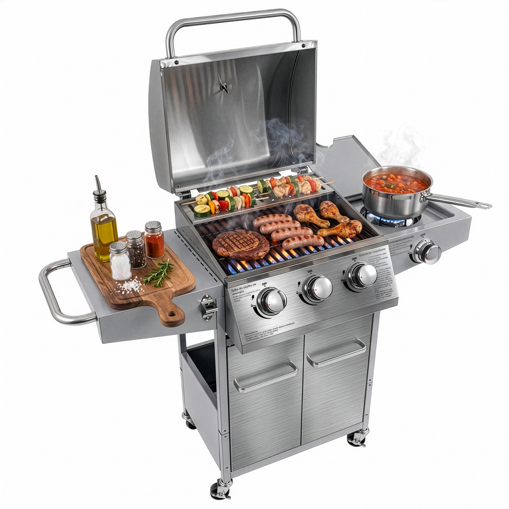 Grill ogrodowy gazowy BERGMANN 3+1, grill gazowy do ogrodu