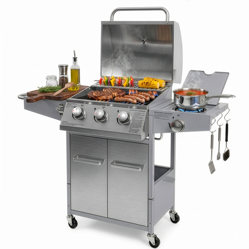 Grill ogrodowy gazowy BERGMANN 3+1, grill gazowy do ogrodu