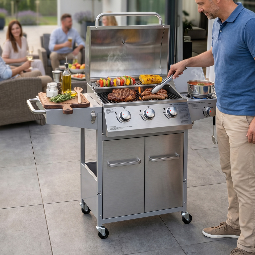 Grill ogrodowy gazowy BERGMANN 3+1, grill gazowy do ogrodu