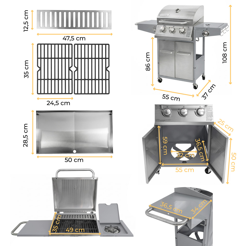 Grill ogrodowy gazowy BERGMANN 3+1, grill gazowy do ogrodu