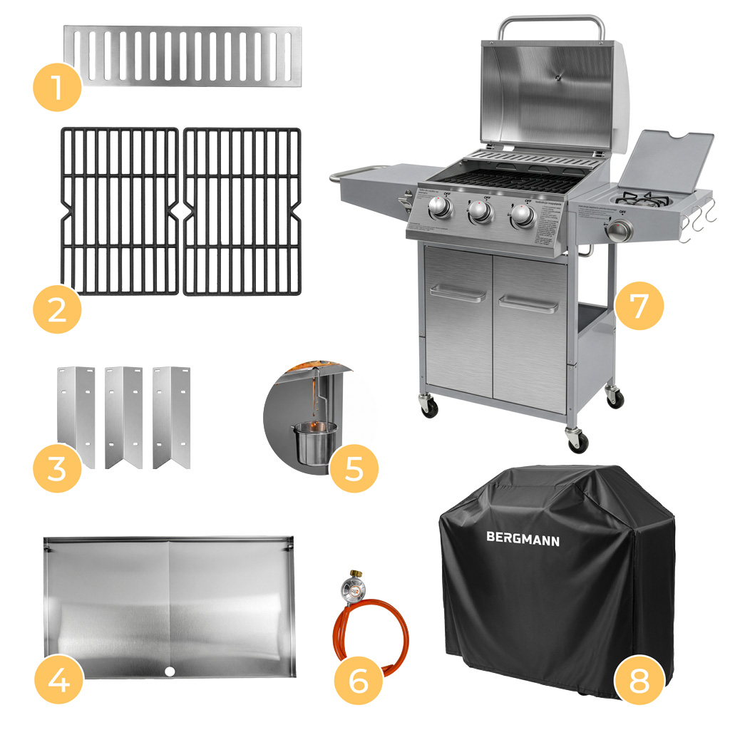 Grill ogrodowy gazowy BERGMANN 3+1, grill gazowy do ogrodu