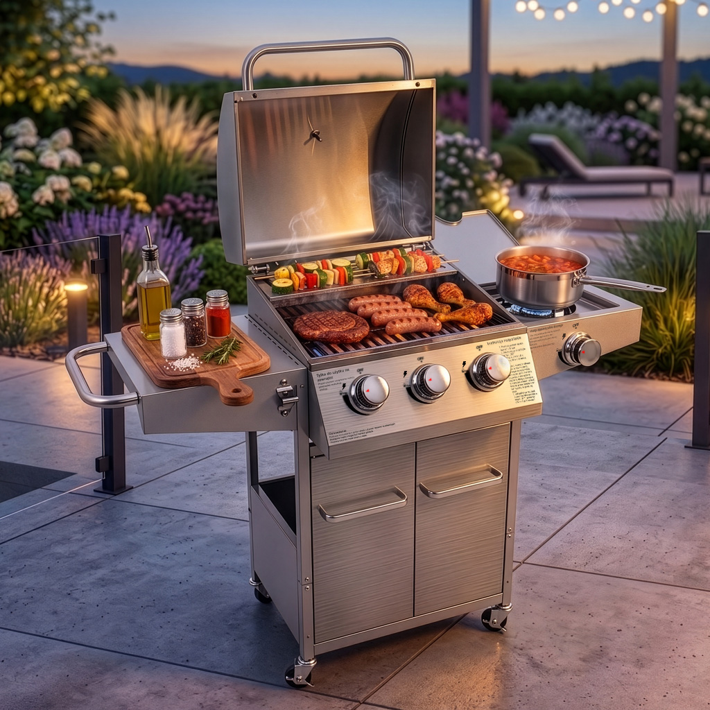 Grill ogrodowy gazowy BERGMANN 3+1, grill gazowy do ogrodu