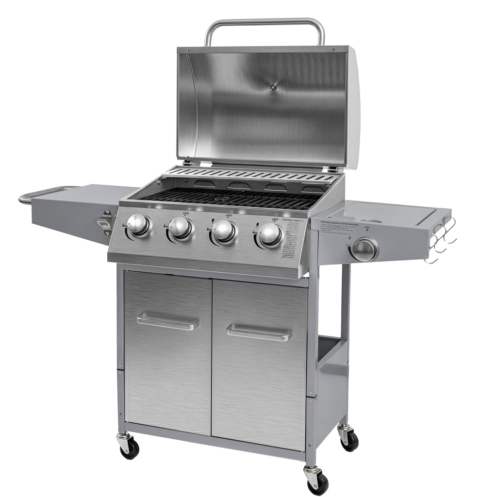 Grill gazowy ogrodowy, grill ogrodowy BERGMANN NL004 4+1 ze stolikiem bocznym
