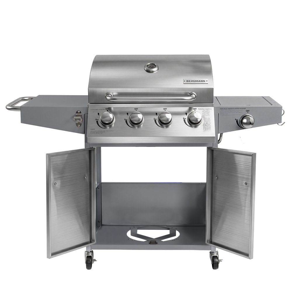 Grill gazowy ogrodowy, grill ogrodowy BERGMANN NL004 4+1 ze stolikiem bocznym