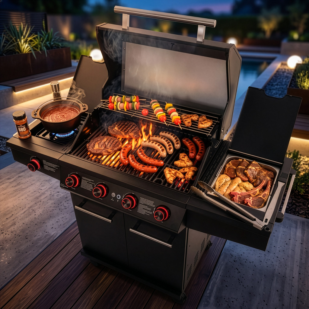 Grill gazowy ogrodowy BERGMANN 4+2, grill ogrodowy gazowy