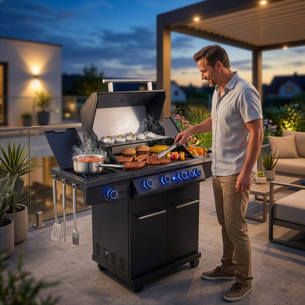 grill gazowy ogrodowy BERGMANN PREMIUM HU002 4+2, grill ogrodowy gazowy