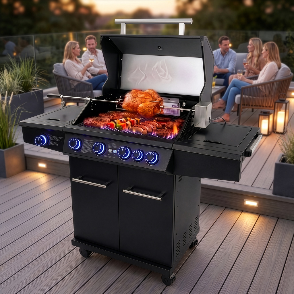 grill gazowy ogrodowy BERGMANN PREMIUM HU002 4+2, grill ogrodowy gazowy