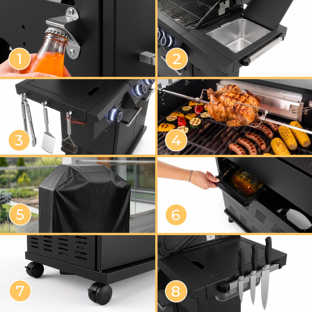 grill gazowy ogrodowy BERGMANN PREMIUM HU002 4+2, grill ogrodowy gazowy