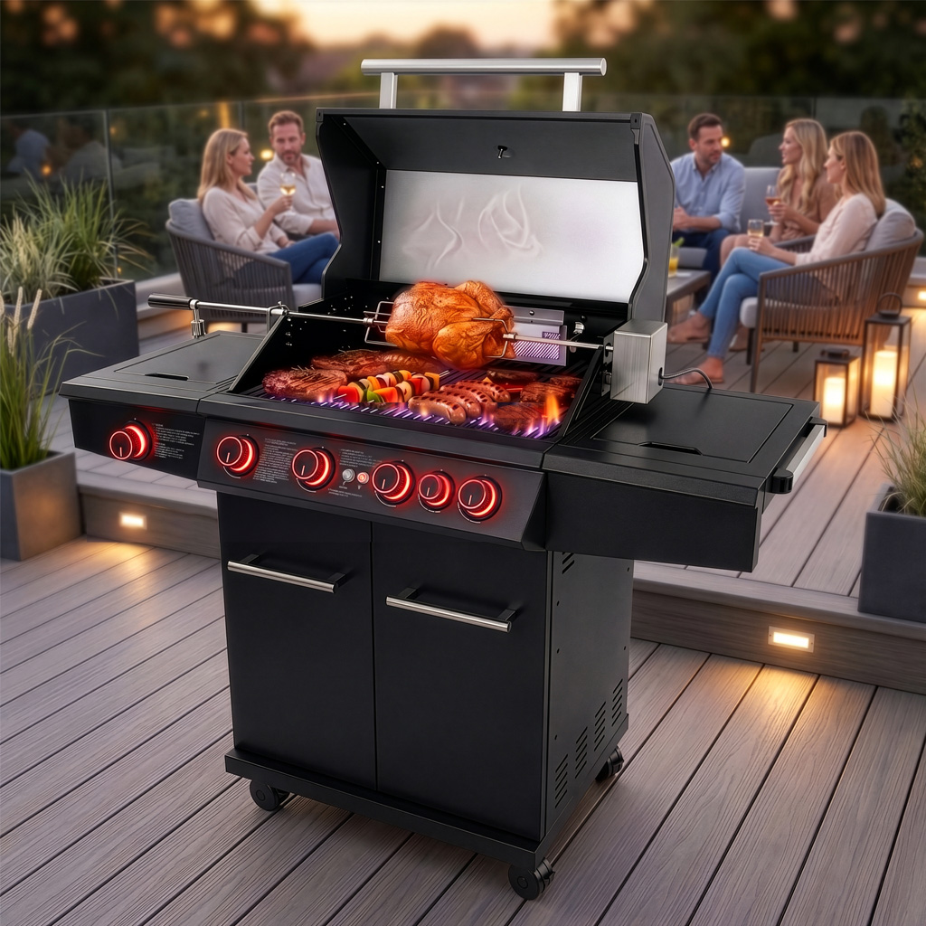 grill gazowy ogrodowy BERGMANN PREMIUM HU002 4+2, grill ogrodowy gazowy