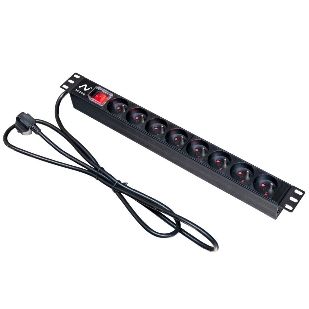 listwa zasilająca zasila Rack NETBERG 19 8 gniazd z wyłącznikiem