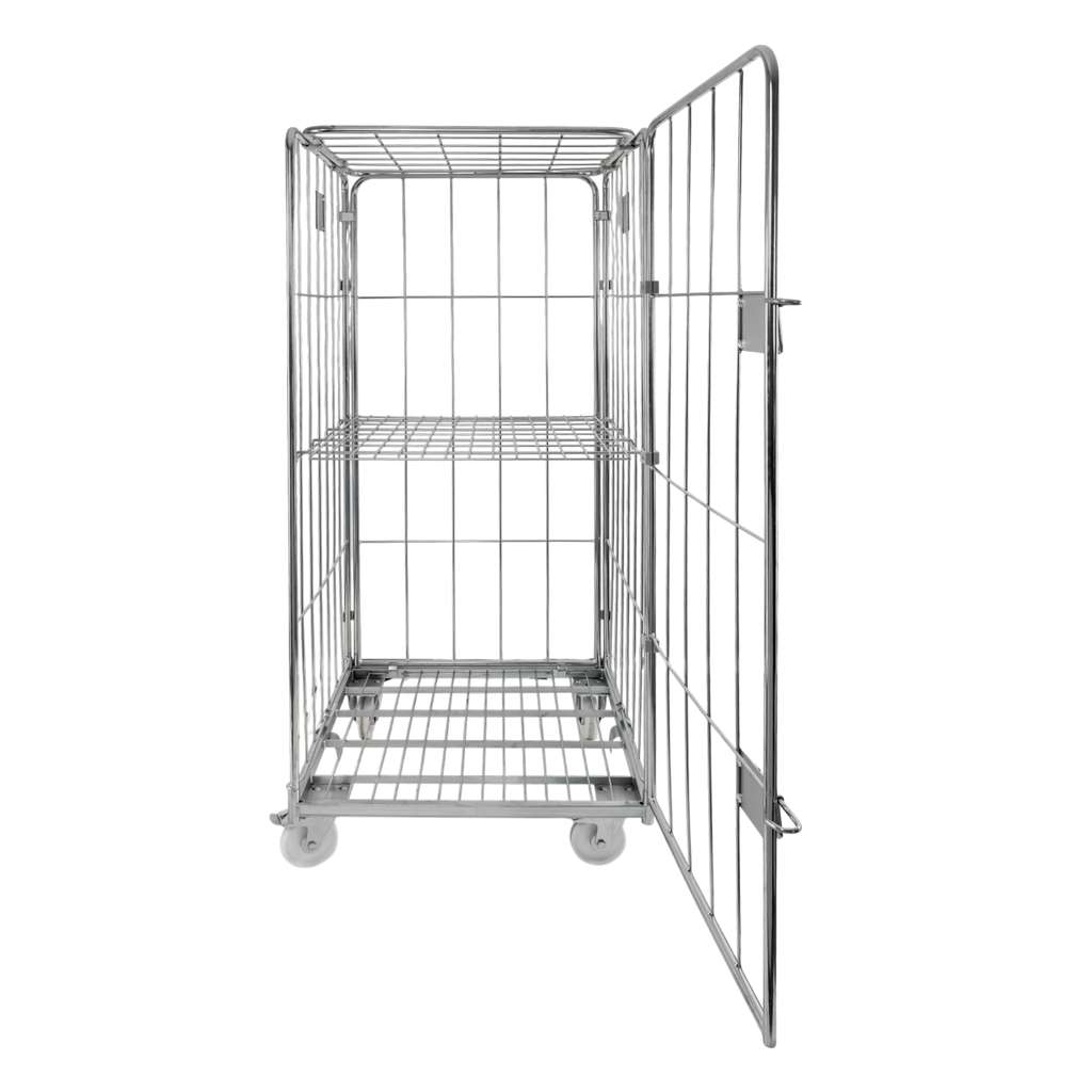 rollkontener, rollbox, rollcage, wózek siatkowy, wózek pralniczy, wózek transportowy, wózek magazynowy, rollkontener ocynkowany, wózek siatkowy czterościenny, wózek do pralni, wózek do hotelu, wózek do szpitala, klatka transportowa, zamykany wózek siatkowy, wyposażenie magazynu