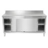 Stół gastronomiczny ze stali nierdzewnej przyścienny z szafką Mega-M 150x60x85 cm