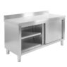 Stół gastronomiczny ze stali nierdzewnej przyścienny z szafką Mega-M 150x60x85 cm