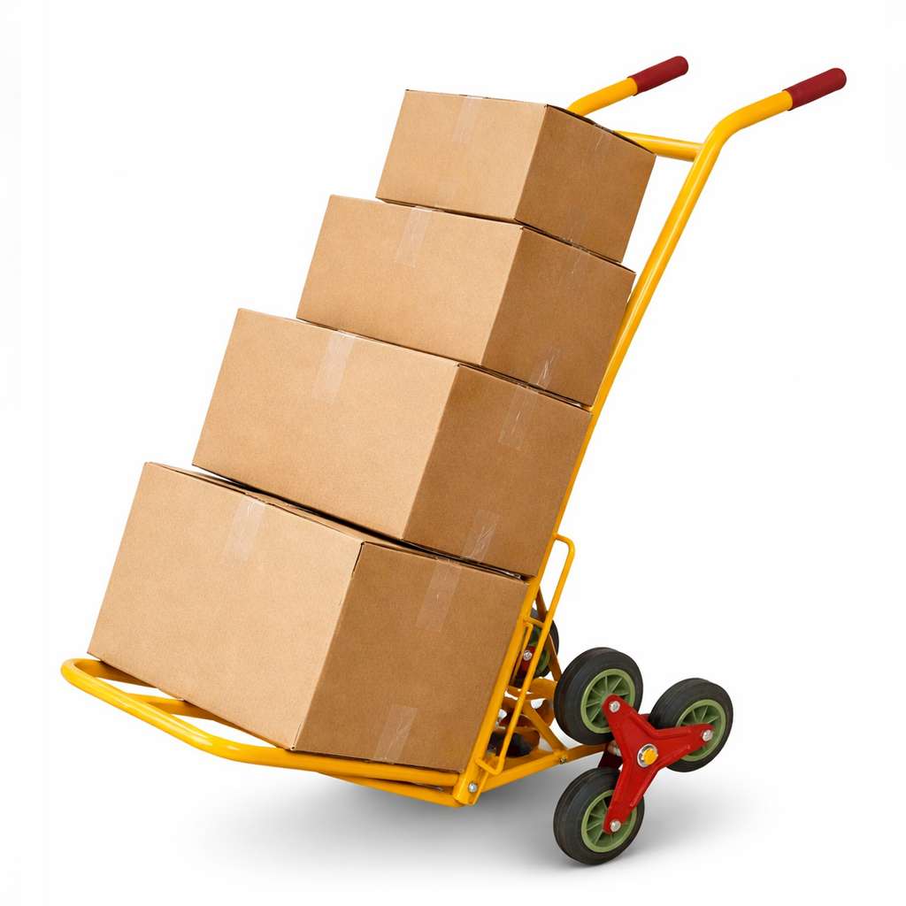 wózek schodowy, wózek transportowy na schody, młynarka transportowa, wózek z potrójnymi kołami, wózek do AGD, wózek do przeprowadzek, wózek budowlany schodowy, wózek magazynowy schodowy, wózek magazynowy, wózek młynarka