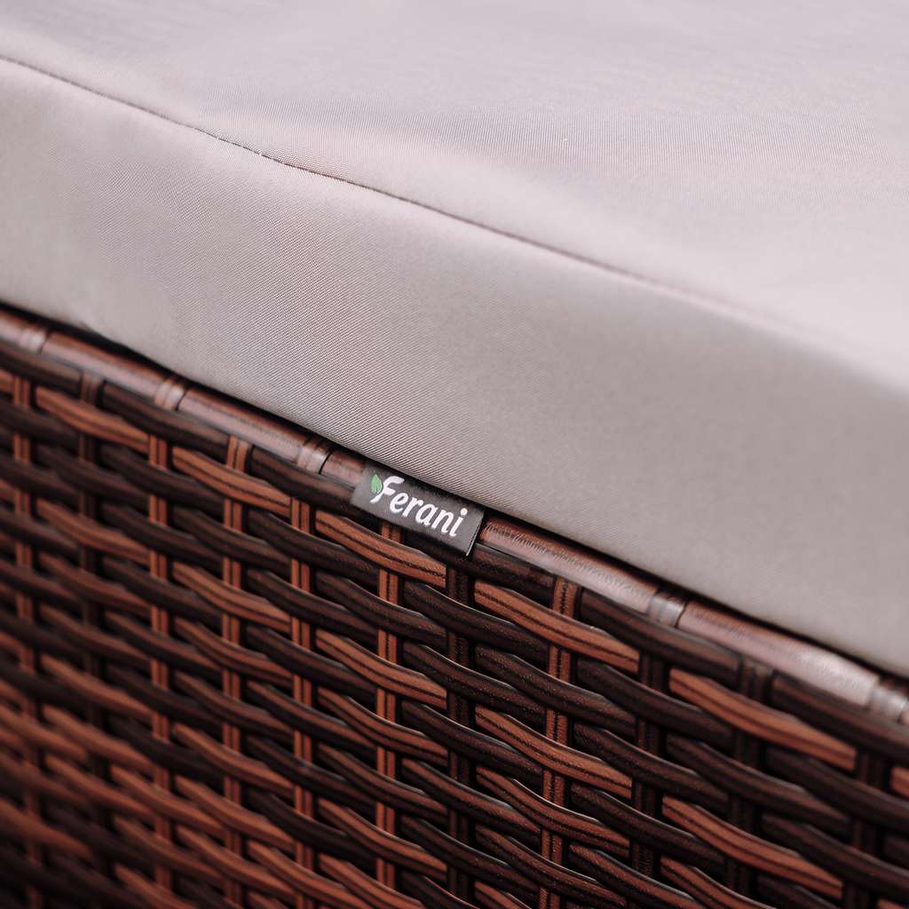 zestaw mebli ogrodowych FERANI TAHITI dla 4 osób, meble ogrodowe, meble z technorattanu, zestaw wypoczynkowy do ogrodu, narożnik ogrodowy dwustronny