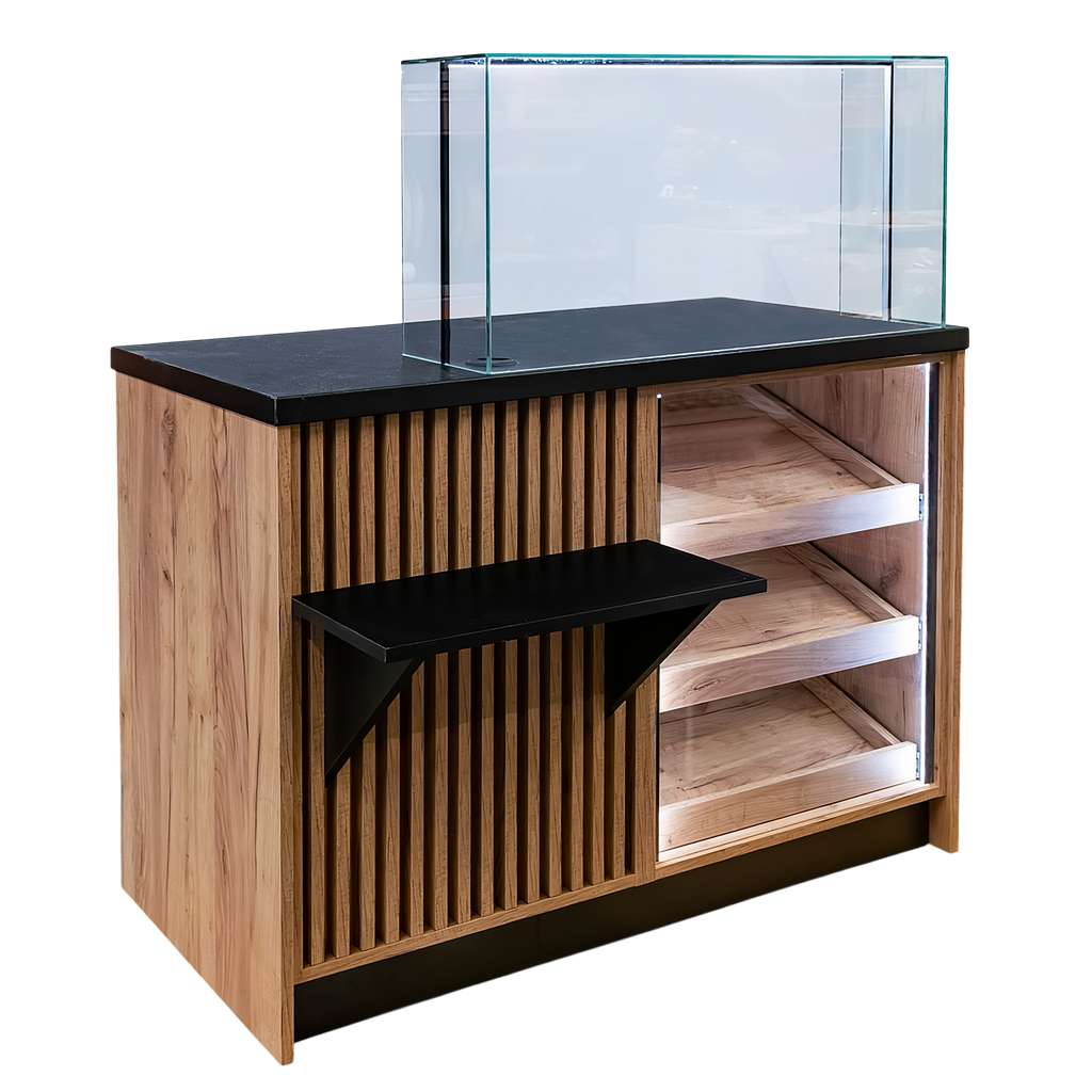 ada sprzedażowa, lada imulsowa sklepowe Mega-M z nadstawką i oświetleniem LED