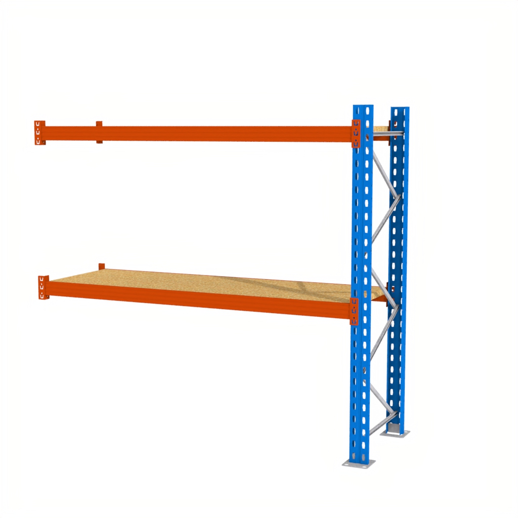 Regał magazynowy półkowy Mega-M XR moduł dostawny 250 kg, regał do magazynu, regał półkowy 200x278x80 cm