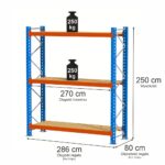 Zdjęcie produktu: Regał magazynowy 3-półkowy Mega-M XR H-250 cm L-286 cm G-80 cm 250 kg moduł bazowy