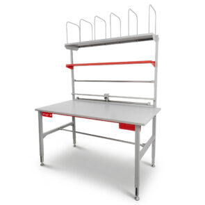 Zdjęcie produktu: Stół do pakowania Mega-M S-160 cm G-80 cm H-85-100 cm regulacja wysokości nadstawka szary