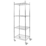 Zdjęcie produktu: Regał gastronomiczny chromowany na kółkach z 4 półkami drucianymi Mega-M 60x60x180 cm