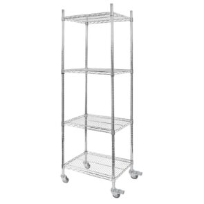 Zdjęcie produktu: Regał gastronomiczny chromowany na kółkach z 4 półkami drucianymi Mega-M 60x60x180 cm
