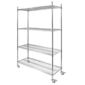 Zdjęcie produktu: Regał gastronomiczny chromowany na kółkach z 4 półkami drucianymi Mega-M 120x45x180 cm