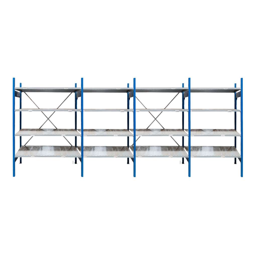 regał magazynowy półkowy, regał metalowy 4 półkowy STOW 200x534x60 cm zestaw